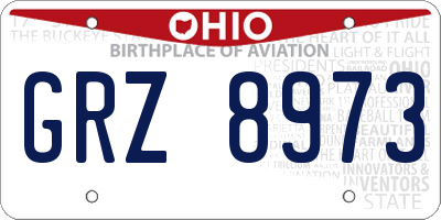 OH license plate GRZ8973