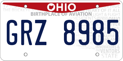 OH license plate GRZ8985