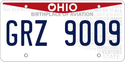 OH license plate GRZ9009