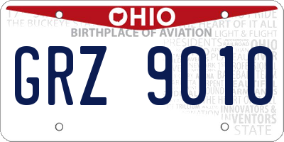 OH license plate GRZ9010