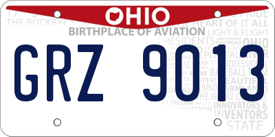 OH license plate GRZ9013
