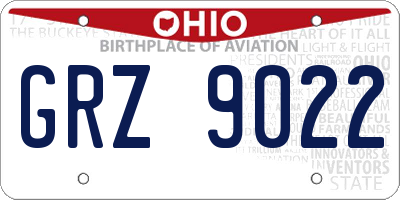 OH license plate GRZ9022