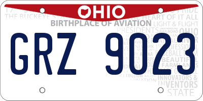 OH license plate GRZ9023