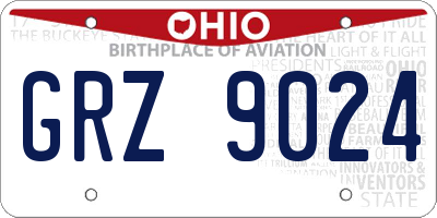 OH license plate GRZ9024