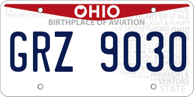 OH license plate GRZ9030