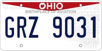 OH license plate GRZ9031