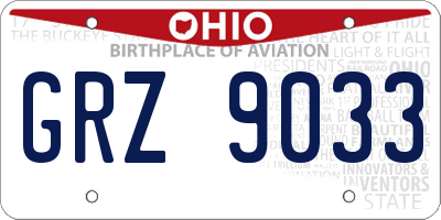 OH license plate GRZ9033