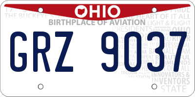 OH license plate GRZ9037