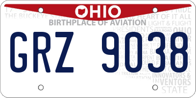 OH license plate GRZ9038