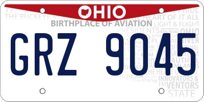 OH license plate GRZ9045