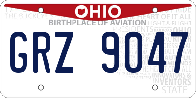 OH license plate GRZ9047