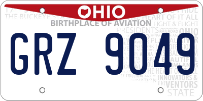 OH license plate GRZ9049