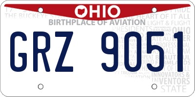 OH license plate GRZ9051