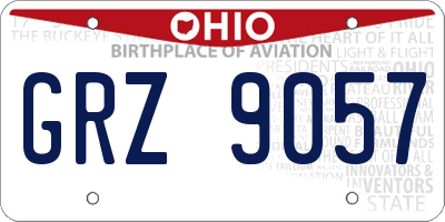 OH license plate GRZ9057