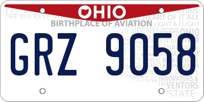 OH license plate GRZ9058