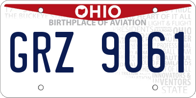 OH license plate GRZ9061