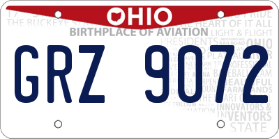 OH license plate GRZ9072