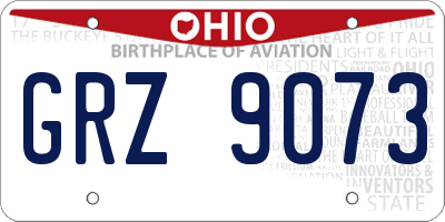 OH license plate GRZ9073