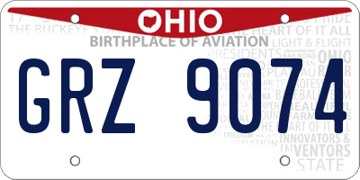 OH license plate GRZ9074