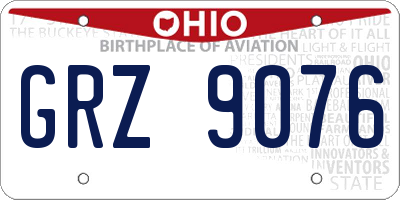 OH license plate GRZ9076