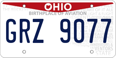 OH license plate GRZ9077