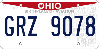 OH license plate GRZ9078