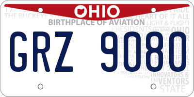 OH license plate GRZ9080