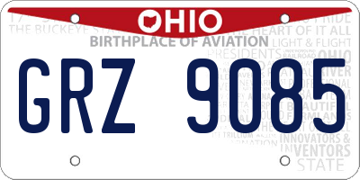 OH license plate GRZ9085