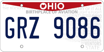 OH license plate GRZ9086