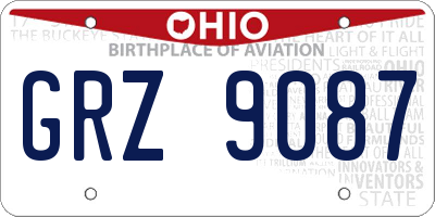 OH license plate GRZ9087