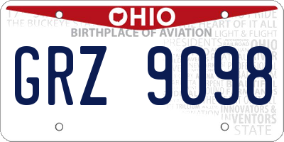 OH license plate GRZ9098