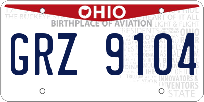 OH license plate GRZ9104