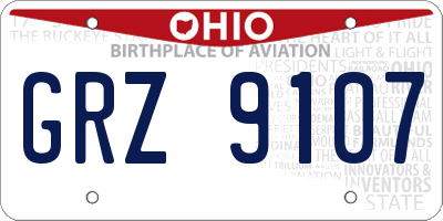 OH license plate GRZ9107