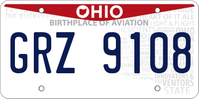 OH license plate GRZ9108