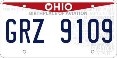 OH license plate GRZ9109