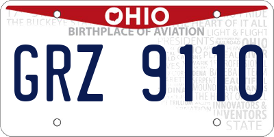 OH license plate GRZ9110