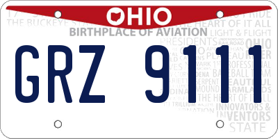 OH license plate GRZ9111