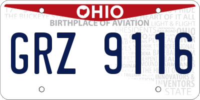 OH license plate GRZ9116