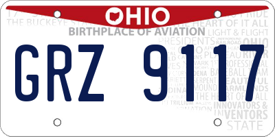 OH license plate GRZ9117