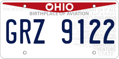 OH license plate GRZ9122
