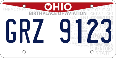 OH license plate GRZ9123