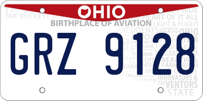 OH license plate GRZ9128