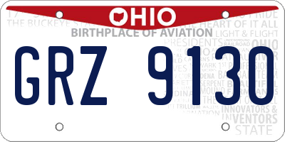 OH license plate GRZ9130