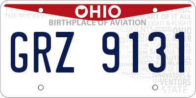 OH license plate GRZ9131