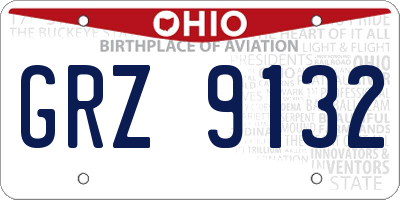 OH license plate GRZ9132