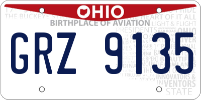 OH license plate GRZ9135