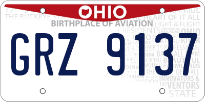 OH license plate GRZ9137