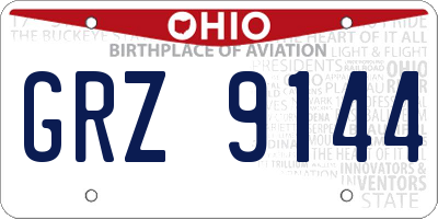 OH license plate GRZ9144