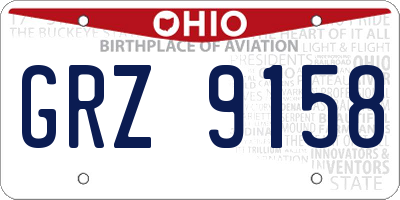 OH license plate GRZ9158