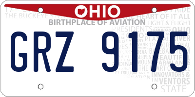 OH license plate GRZ9175